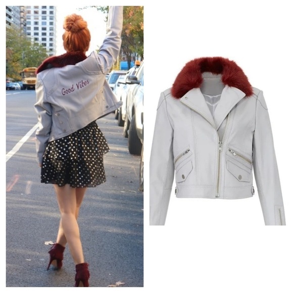 Samantha Sipos Gray “Good Vibes” Leather Jacket - Picture 1 of 11
